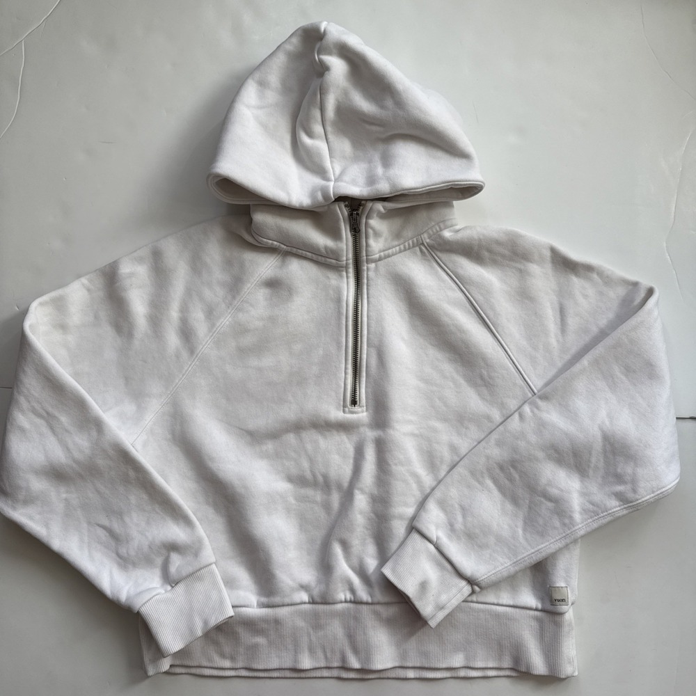 Vuori White Half-Zip Hoodie Sweatshirt